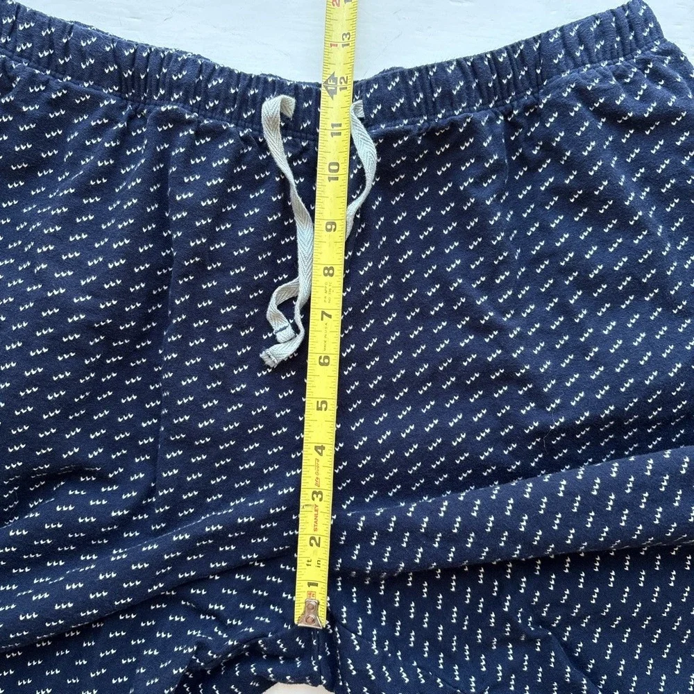 L.L.Bean Pajama Pants Women L Flannel Sleep Bottoms Navy Blue Cotton Printed